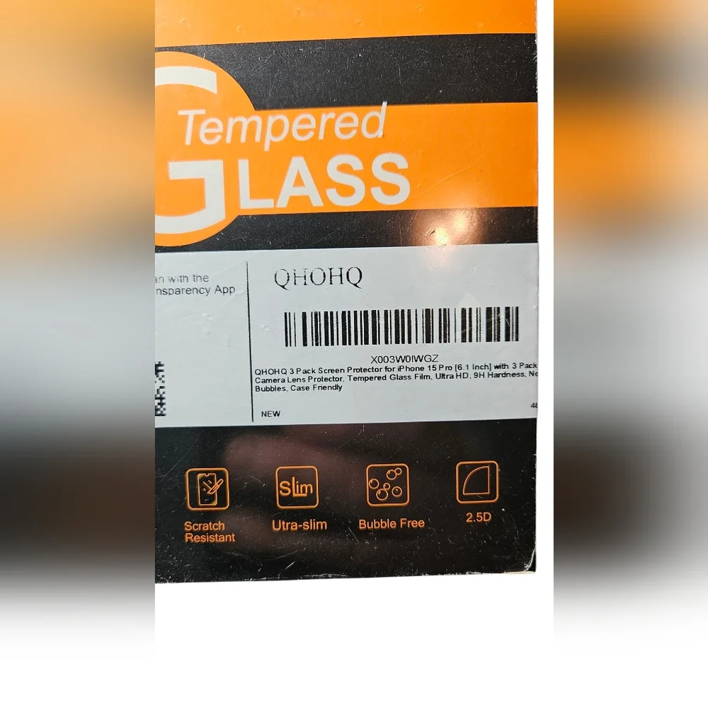 NWT - QHOHQ Tempered Glass Screen Protector For iPhone 15 Pro